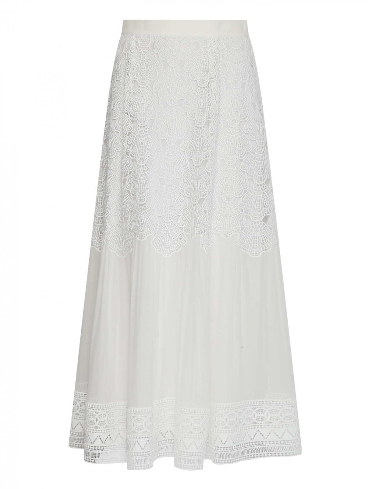 Юбка миди с вышивкой Alberta Ferretti  –  Общий вид  – Цвет:  Белый