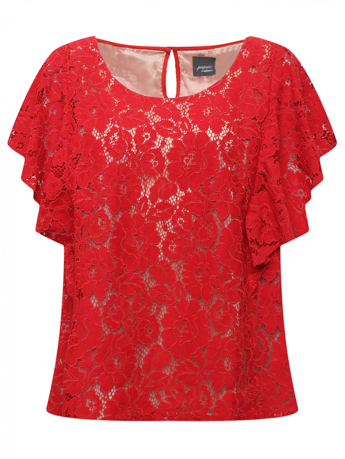 Блуза с кружевным узором Persona by Marina Rinaldi  –  Общий вид  – Цвет:  Красный
