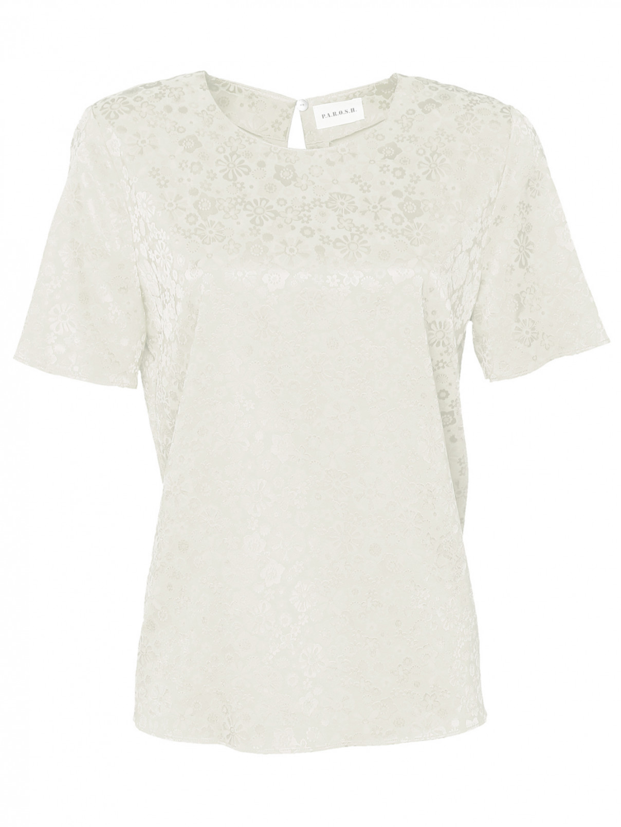 Фактурная блуза с коротким рукавом P.A.R.O.S.H.  –  Общий вид  – Цвет:  Белый