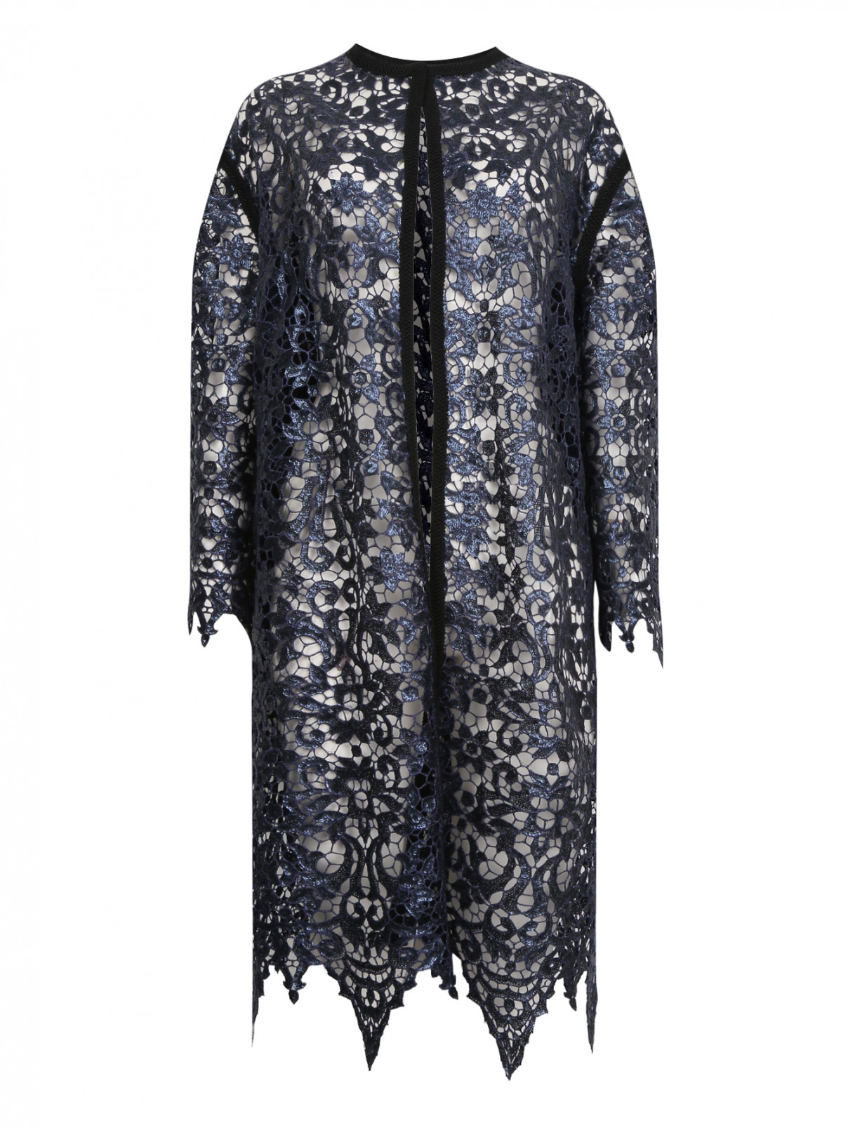 Пальто из кружева с пайетками Antonio Marras  –  Общий вид  – Цвет:  Синий