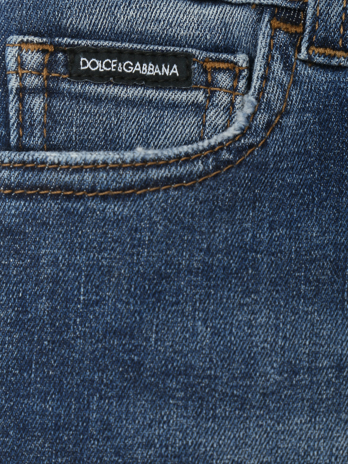 Джинсы из синего денима с подкладом Dolce & Gabbana  –  Деталь2  – Цвет:  Синий