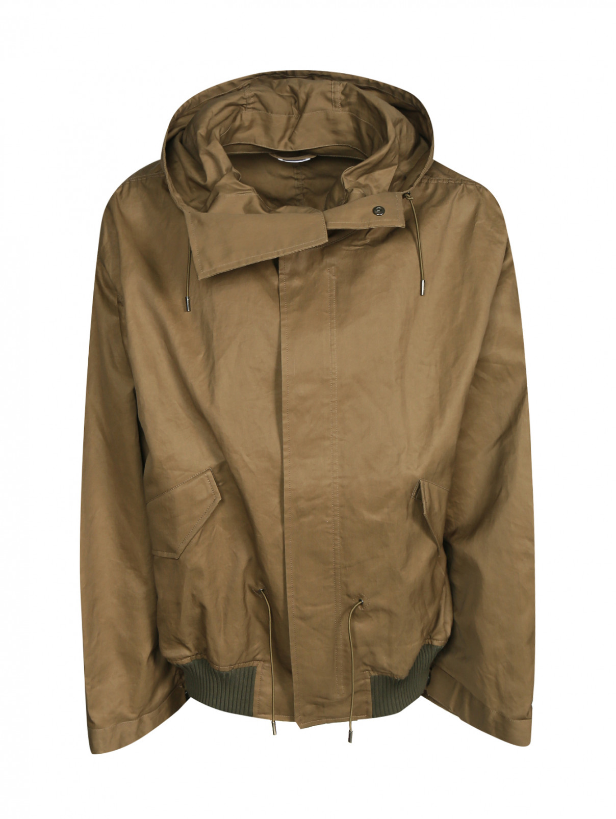 Куртка из хлопка с капюшоном Jil Sander  –  Общий вид  – Цвет:  Зеленый