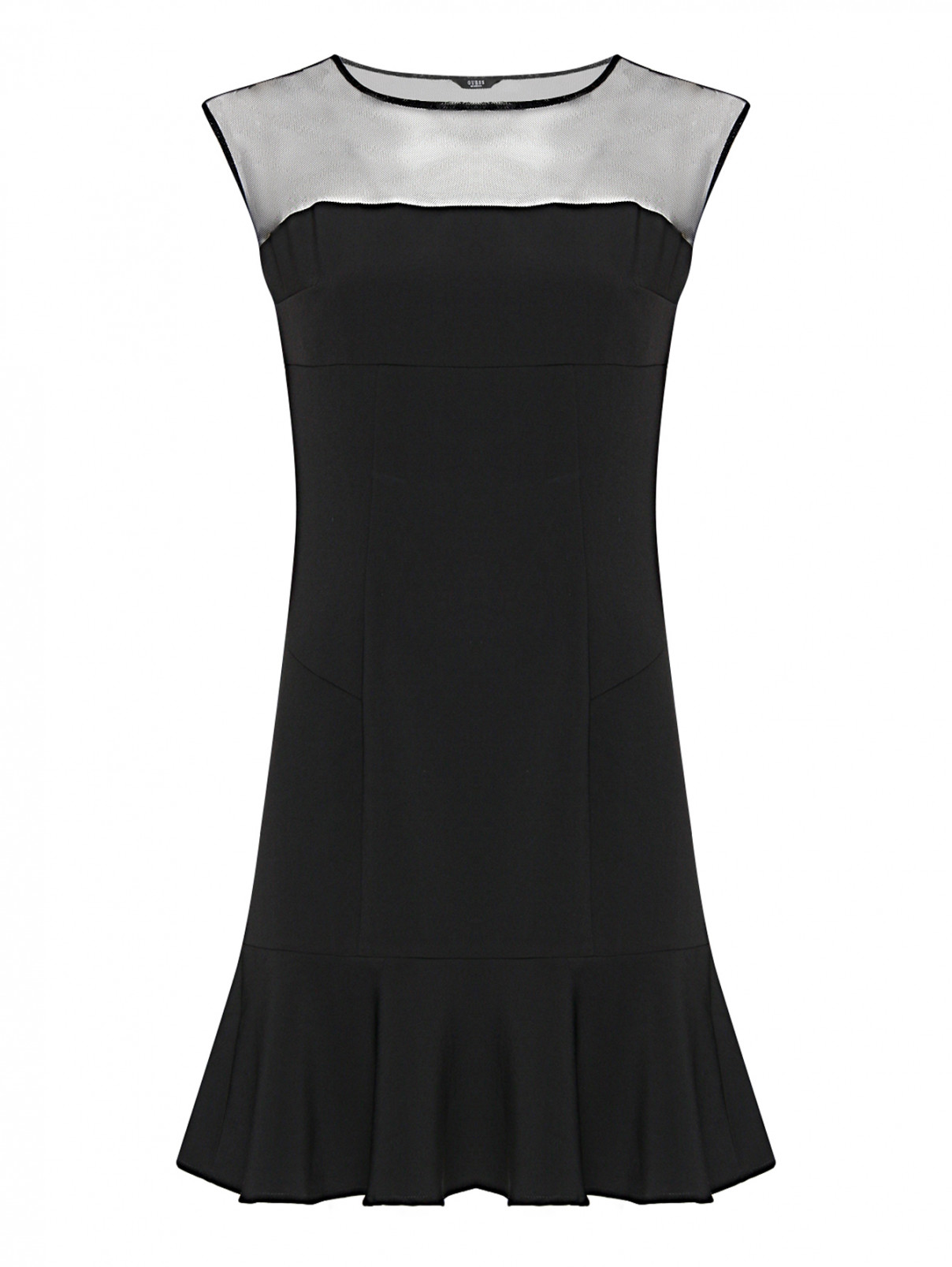 Платье-мини с воланом Guess  –  Общий вид  – Цвет:  Черный