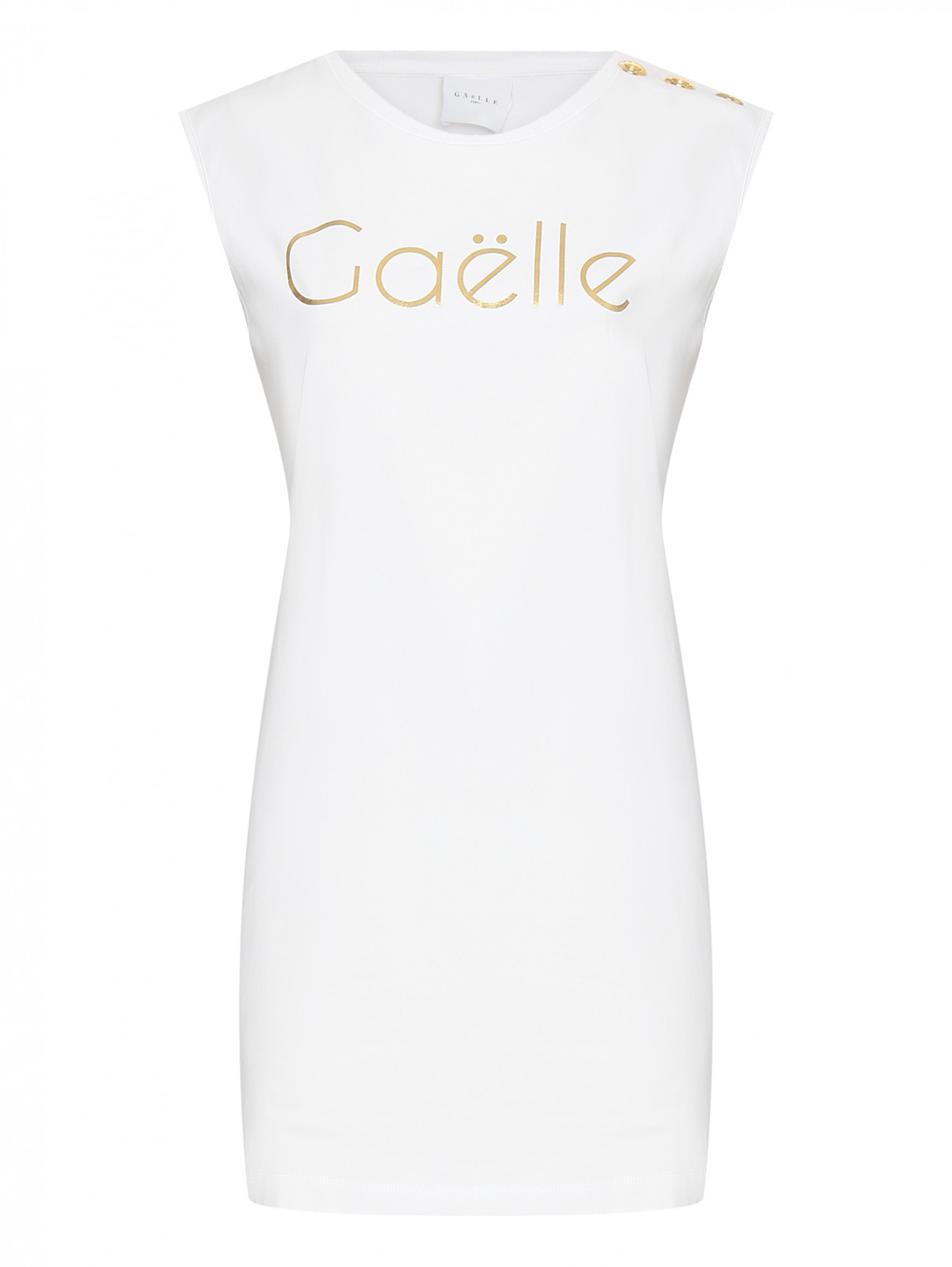 Платье-мини из хлопка с декоративными пуговицами GAELLE PARIS  –  Общий вид