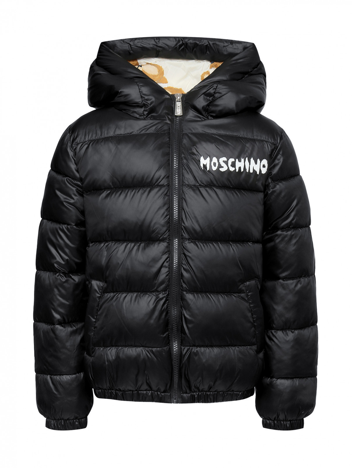 Утепленная куртка с карманами Moschino  –  Общий вид  – Цвет:  Черный