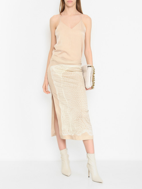 Атласная юбка с анималистичным принтом Sportmax - МодельОбщийВид