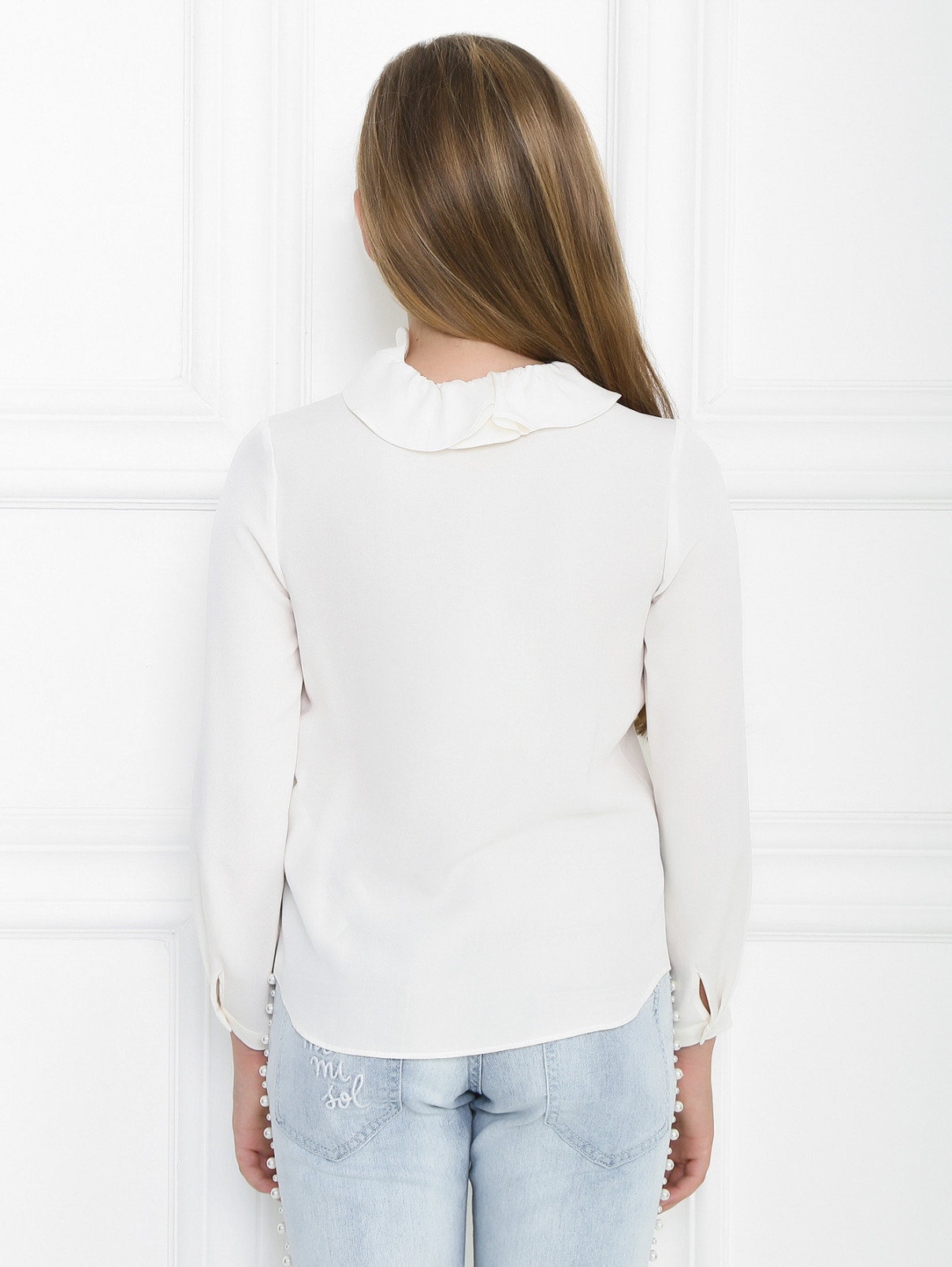 Блуза из шелка с воланами Gucci  –  МодельВерхНиз1  – Цвет:  Белый