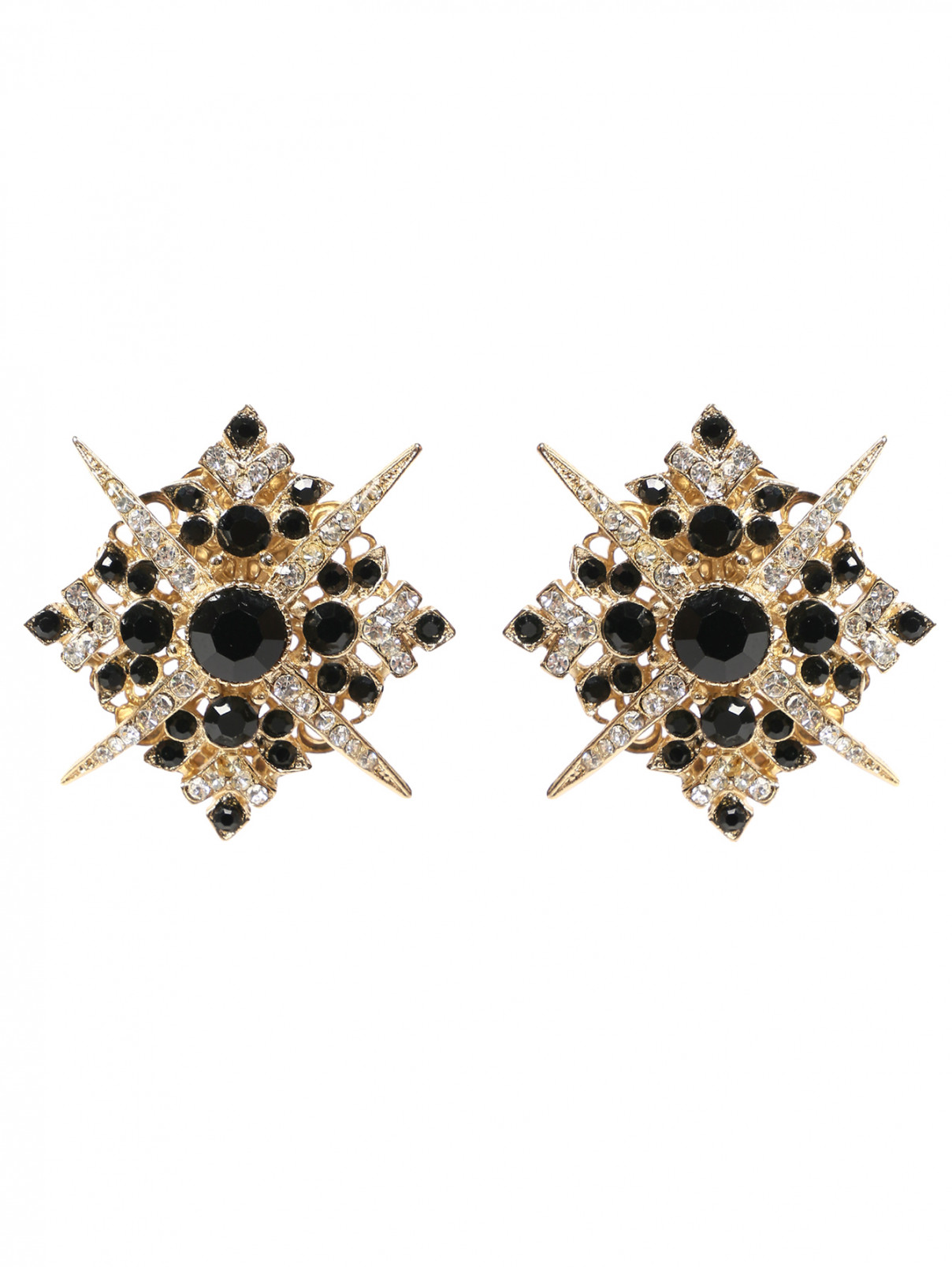 Клипсы из металла декорированные кристаллами Thot Gioielli  –  Общий вид  – Цвет:  Черный
