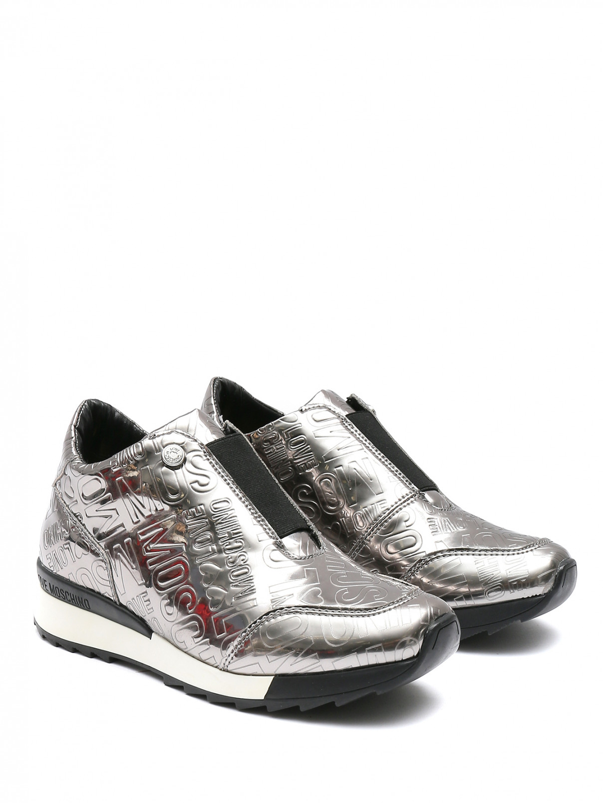 Кроссовки на контрастной подошве с монограммой Love Moschino  –  Общий вид