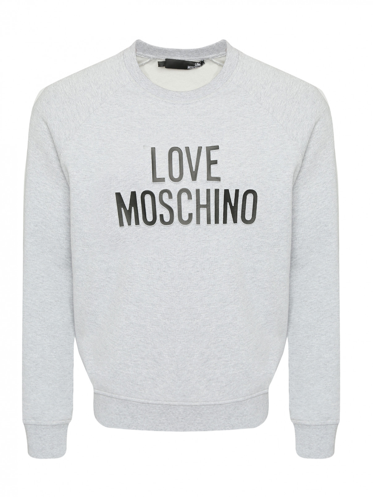Свитшот из хлопка с принтом Moschino Love  –  Общий вид  – Цвет:  Серый