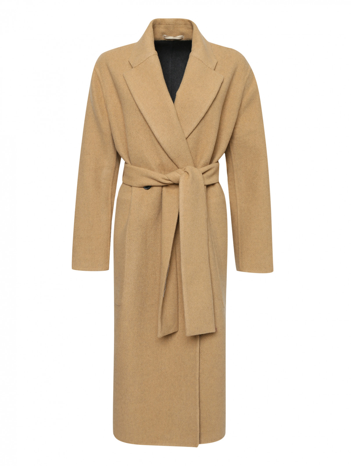 Пальто из шерсти, удлиненное, двубортное Paul Smith  –  Общий вид  – Цвет:  Бежевый