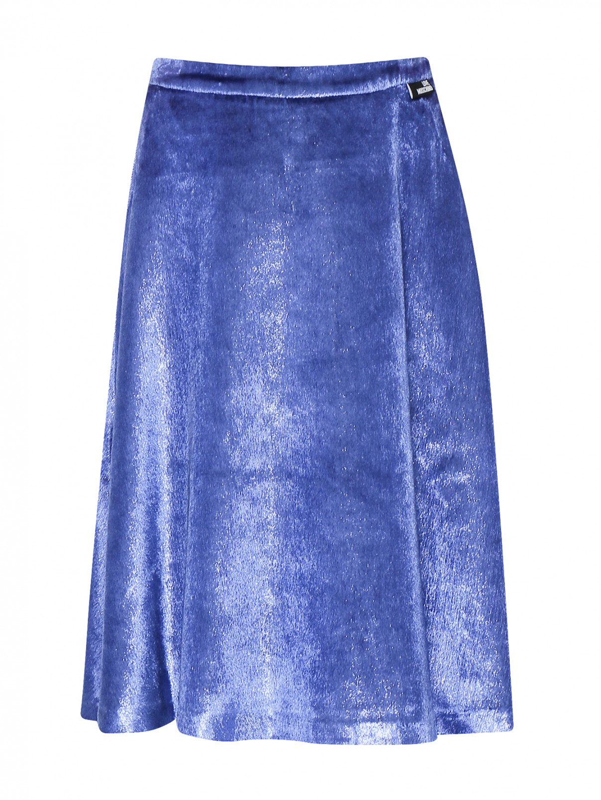 Юбка-миди из фактурной ткани Moschino Love  –  Общий вид  – Цвет:  Синий