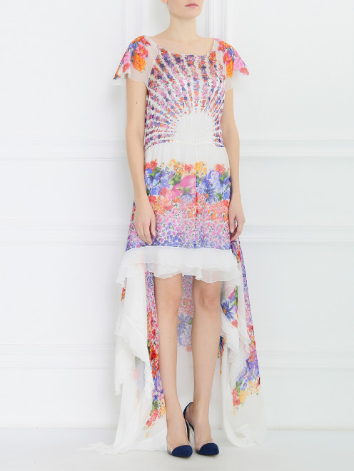 Платье-макси из шелка с цветочным узором  Alberta Ferretti - Модель Верх-Низ