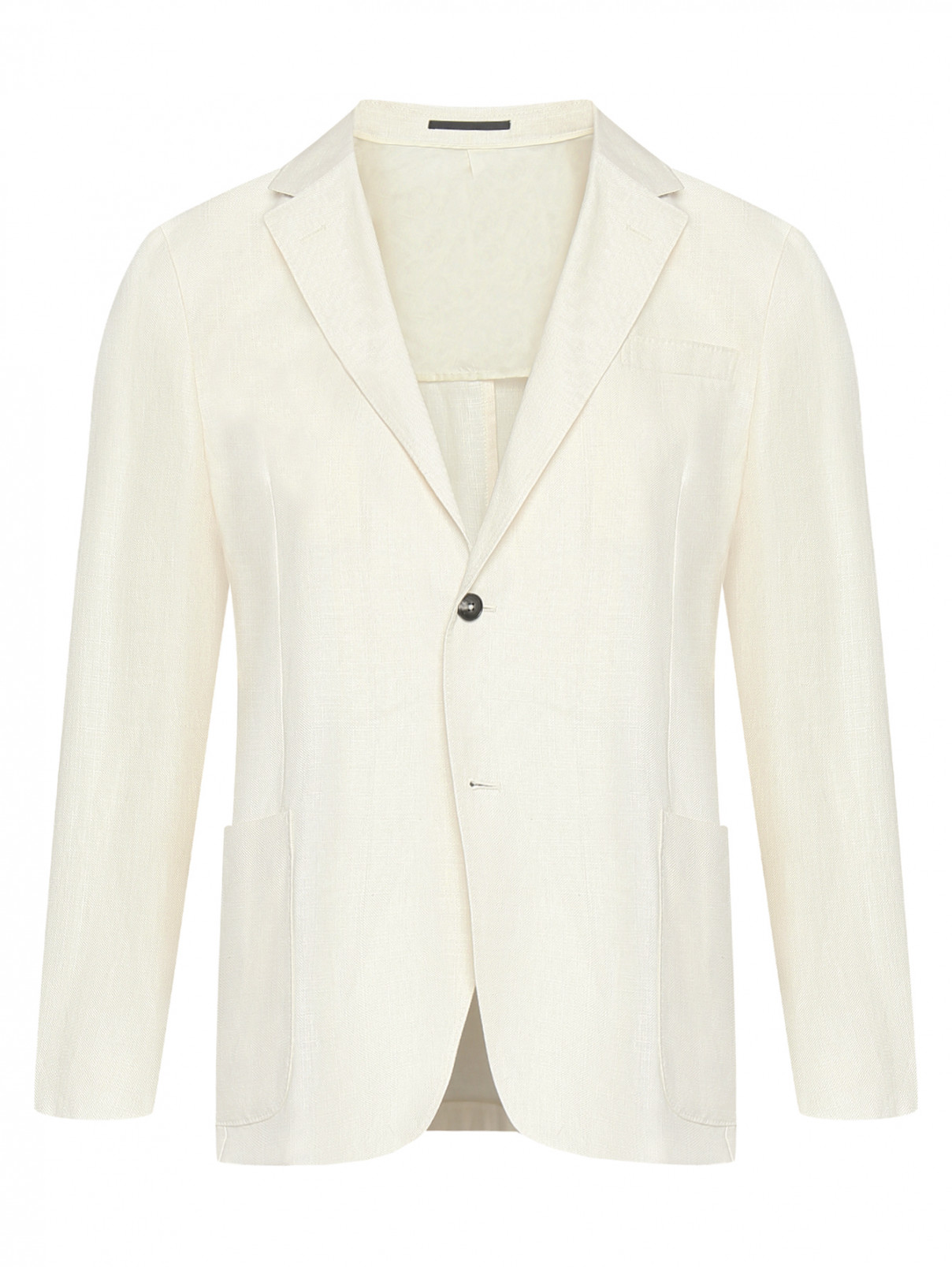 Пиджак изо льна с накладными карманами Zegna  –  Общий вид  – Цвет:  Белый