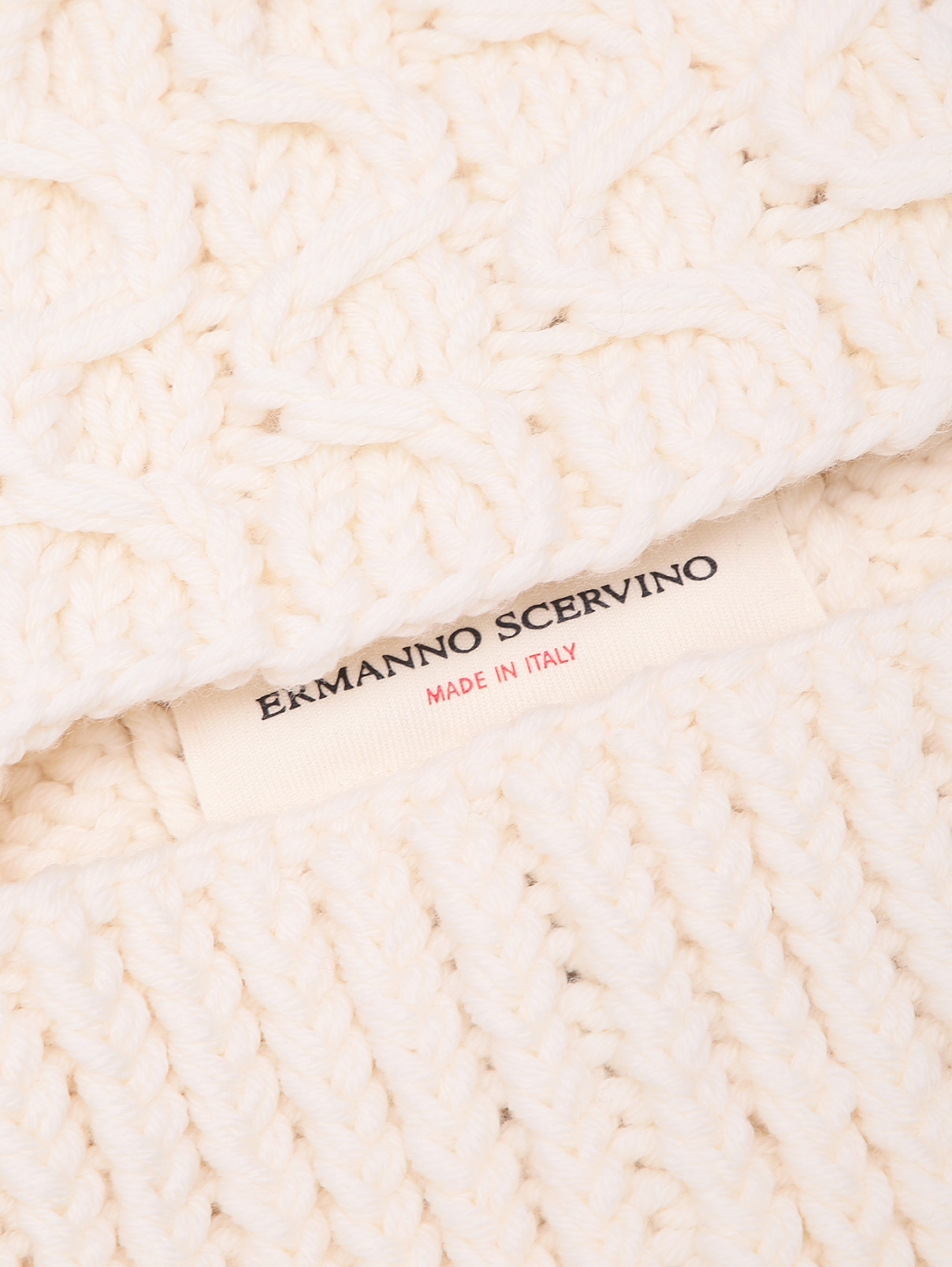 Балаклава из шерсти крупной вязки Ermanno Scervino  –  Деталь1  – Цвет:  Белый