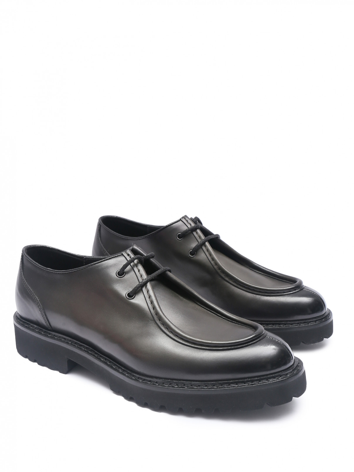 Туфли из гладкой кожи на шнуровке Doucal's  –  Общий вид  – Цвет:  Серый