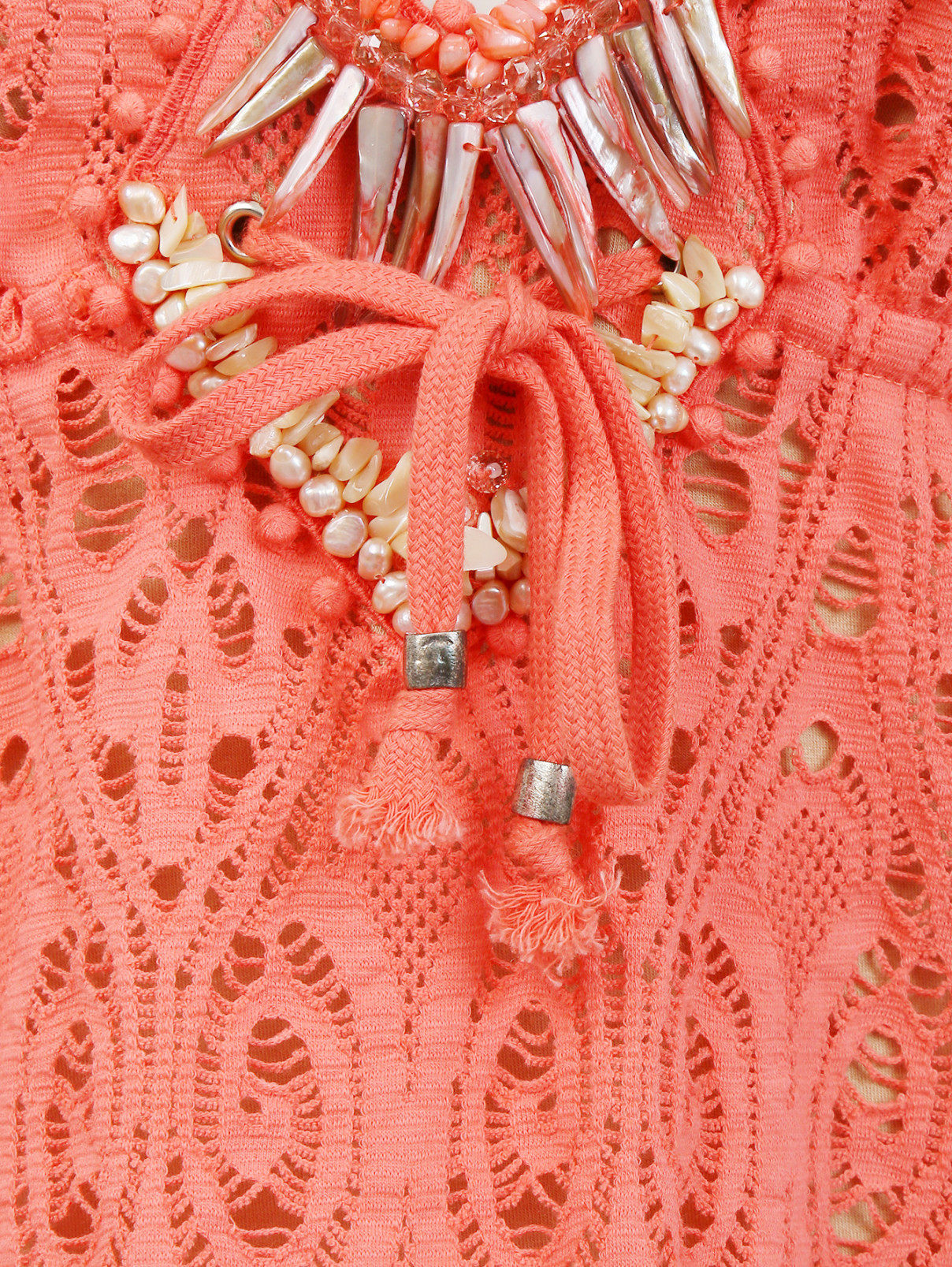 Блуза из хлопка с декоративной отделкой Versace 1969  –  Деталь  – Цвет:  Красный