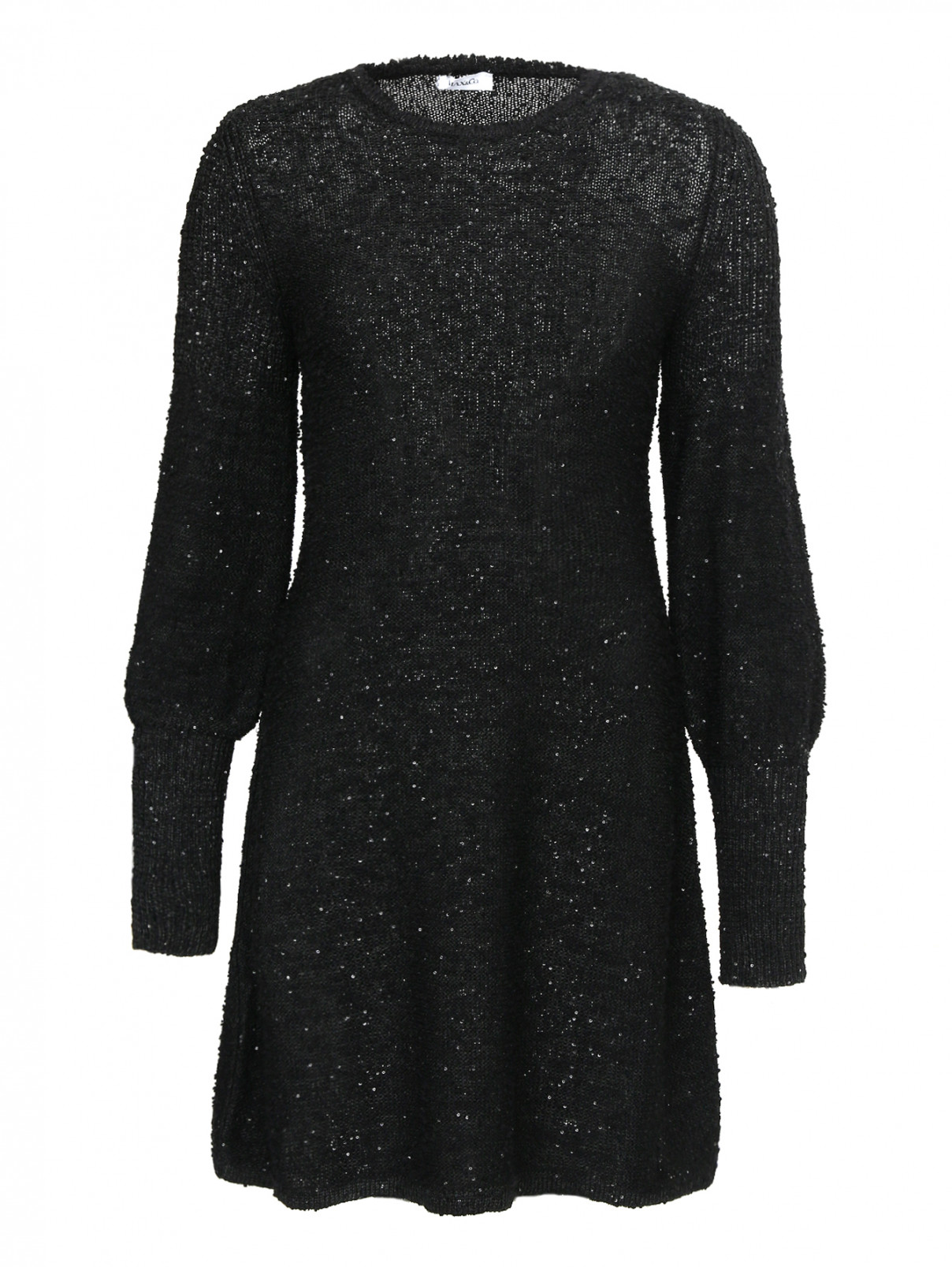 Трикотажное платье декорированное пайетками Max&Co  –  Общий вид  – Цвет:  Черный