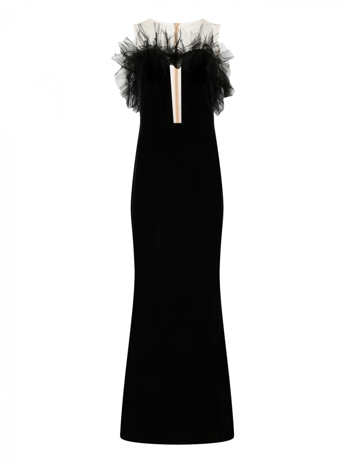 Бархатное платье-макси без рукавов Yanina  –  Общий вид  – Цвет:  Черный
