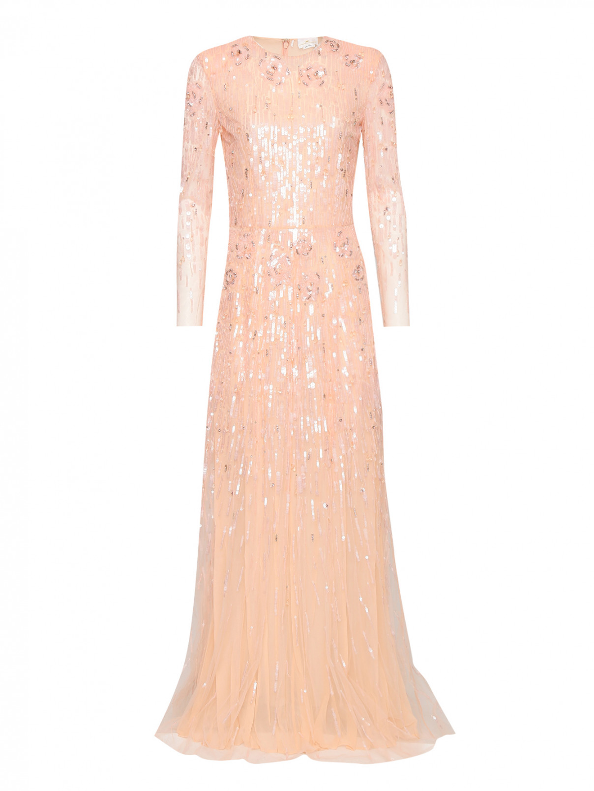 Платье макси в пайетках Elisabetta Franchi  –  Общий вид  – Цвет:  Розовый