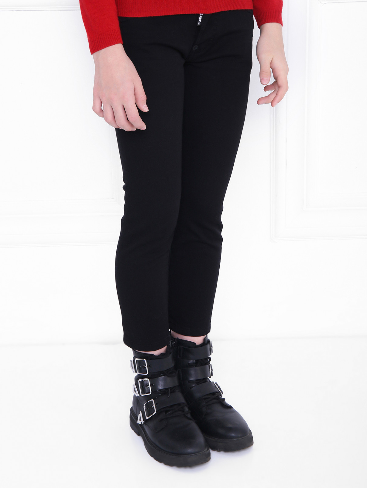Однотонные укороченные джинсы Dsquared2  –  МодельВерхНиз  – Цвет:  Черный