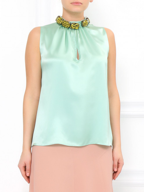 Блуза из шелка  с декоративным ожерельем из кристаллов  Moschino Cheap&Chic - Модель Верх-Низ