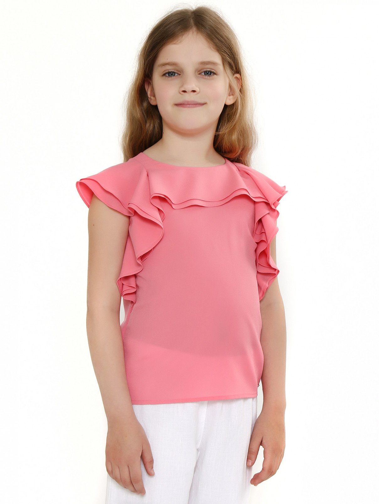 Блуза с воланами Pinko Up  –  Модель Верх-Низ  – Цвет:  Розовый
