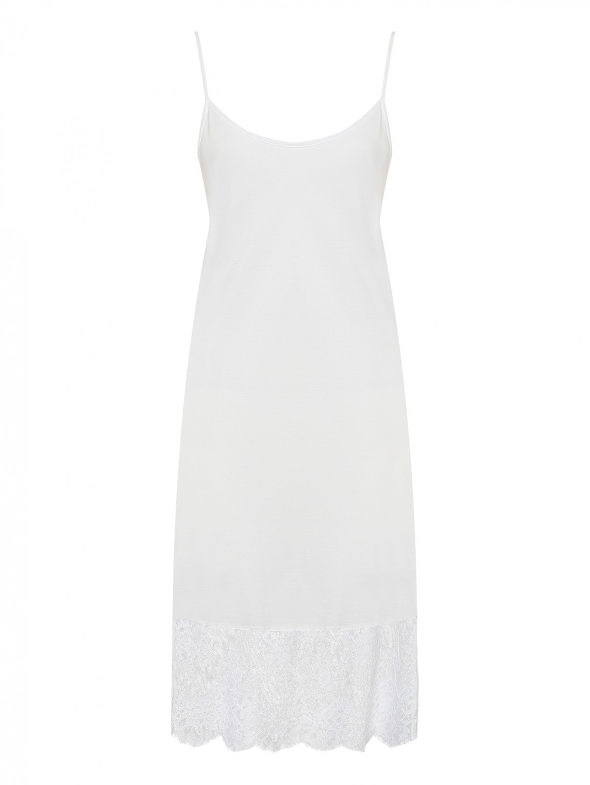Платье-комбинация из хлопка TWINSET  –  Общий вид  – Цвет:  Белый