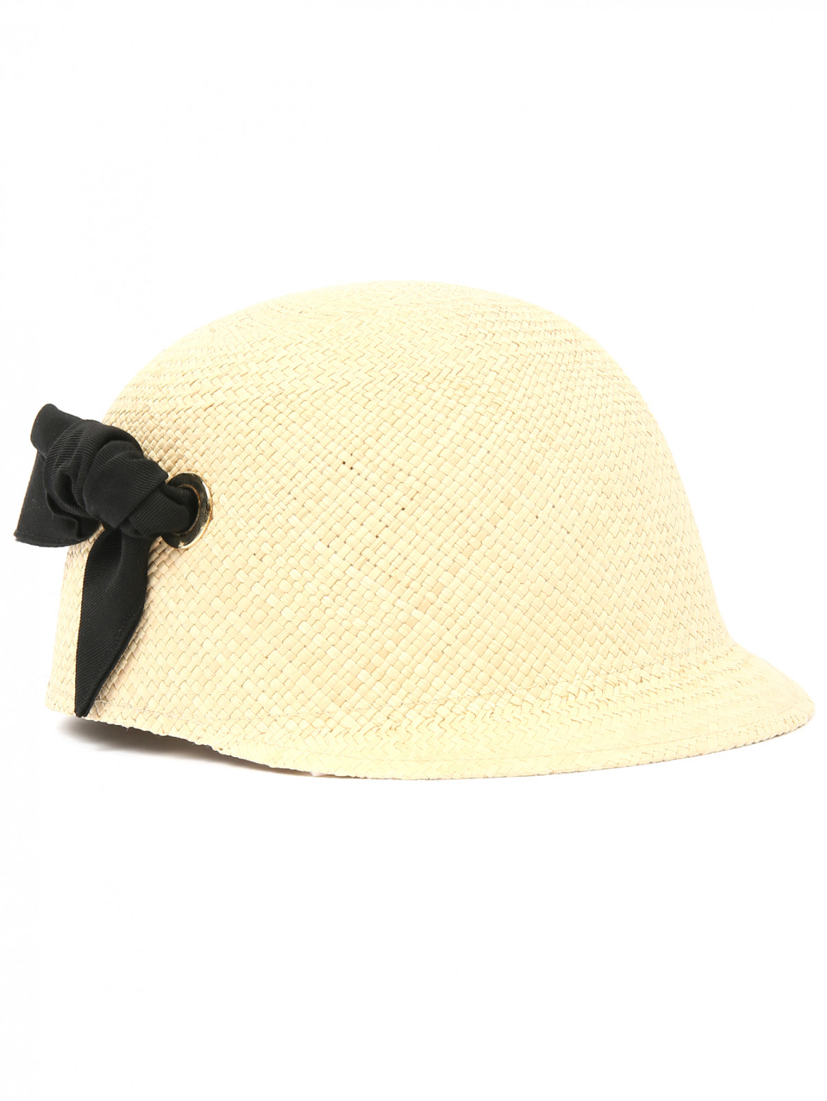 Шляпа из соломы с контрастной отделкой Federica Moretti  –  Общий вид  – Цвет:  Бежевый