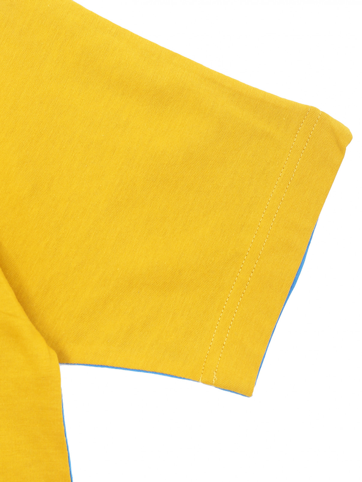 Футболка из комбинированной ткани с принтом N21  –  Деталь1  – Цвет:  Желтый