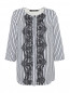 Блуза из шелка и хлопка с узором "полоска" Marina Rinaldi  –  Общий вид
