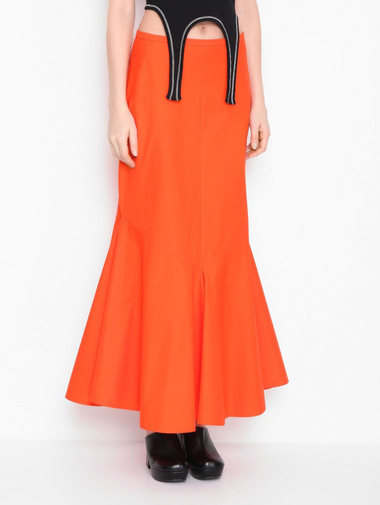 Юбка однотонная из хлопка Sportmax  –  МодельВерхНиз  – Цвет:  Оранжевый