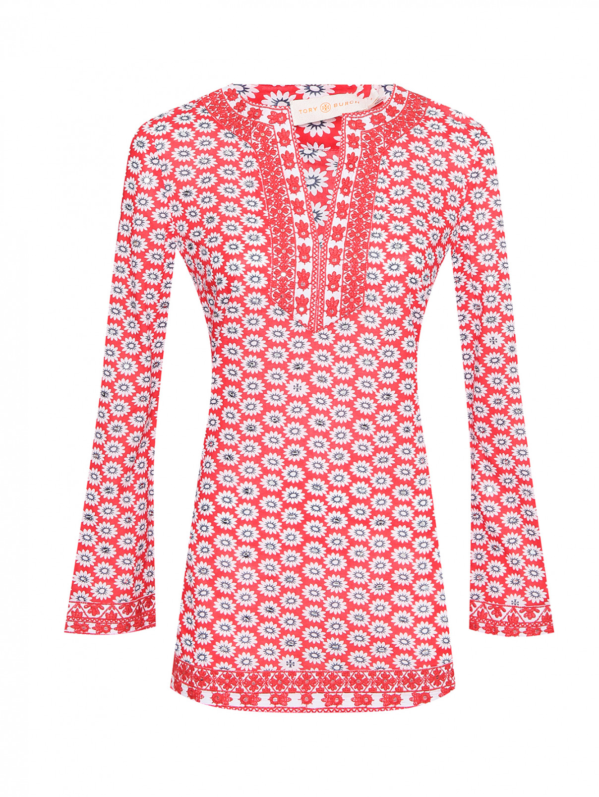 Блуза из хлопка с цветочным узором Tory Burch  –  Общий вид