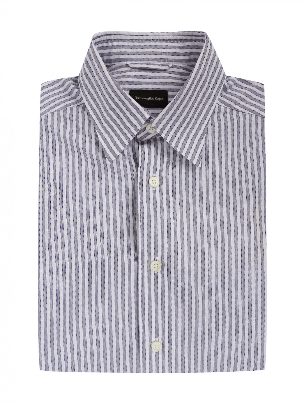 Рубашка из хлопка с узором "полоска" Ermenegildo Zegna  –  Общий вид  – Цвет:  Белый