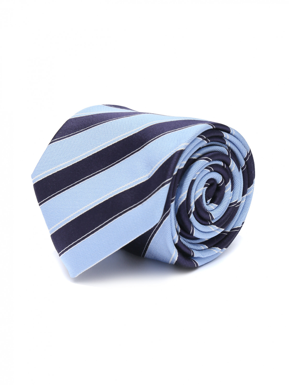 Галстук из шелка с узором Eton  –  Общий вид  – Цвет:  Синий