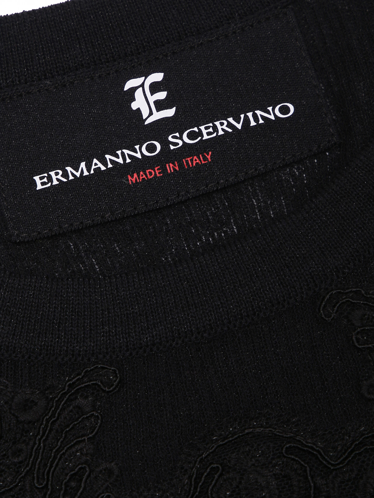 Топ из трикотажа с кружевом Ermanno Scervino  –  Деталь  – Цвет:  Черный