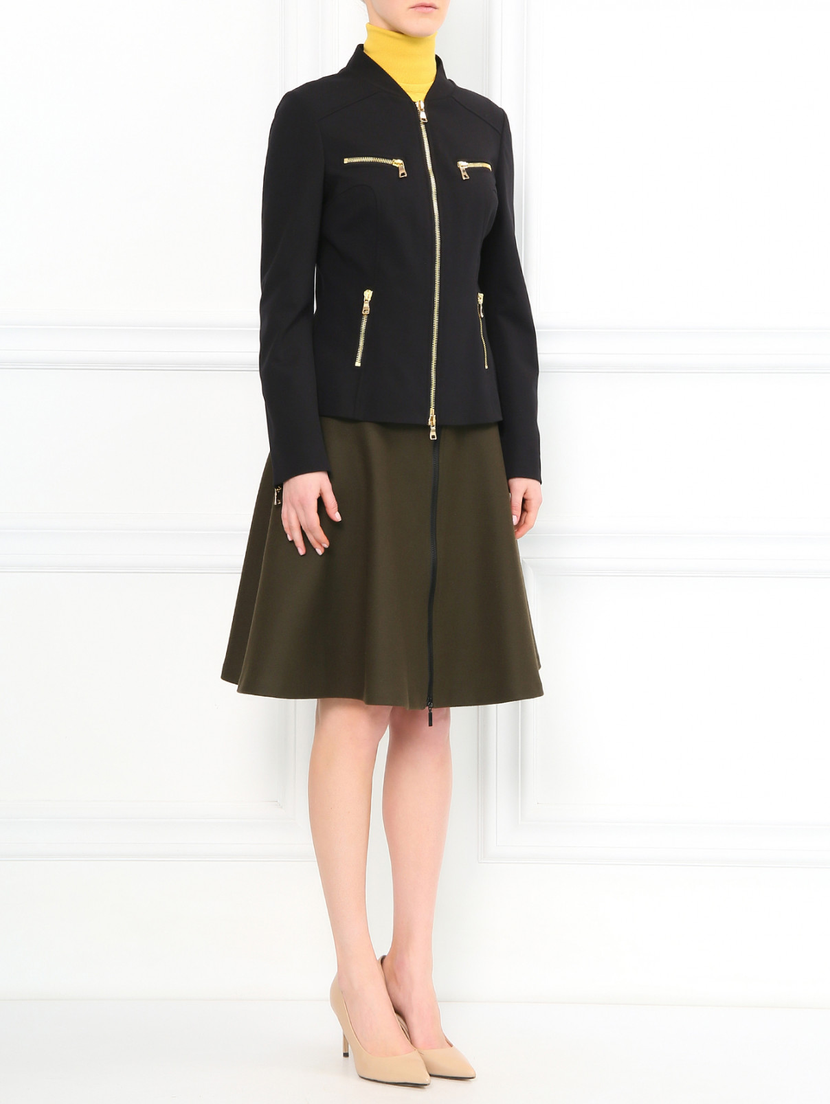 Легкая куртка с контрастными молниями Moschino Cheap&Chic  –  Модель Общий вид  – Цвет:  Черный