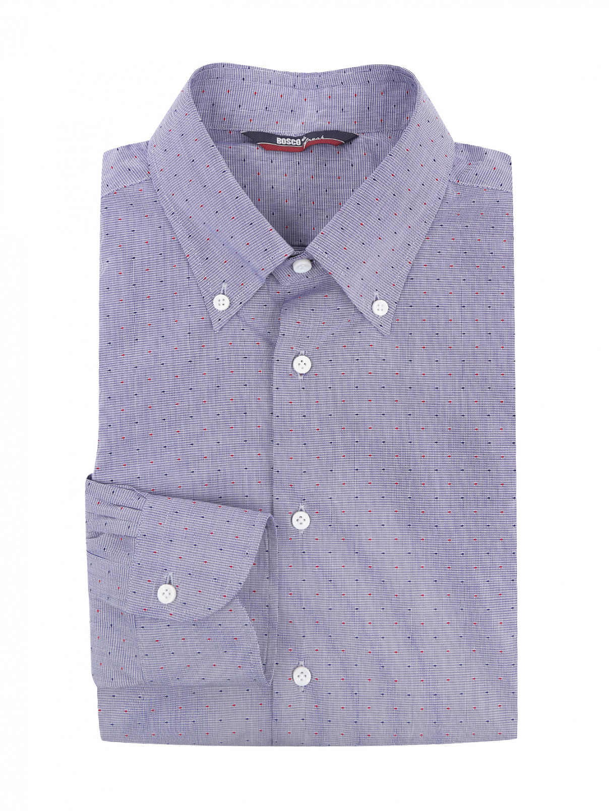 Рубашка из хлопка с узором BOSCO  –  Общий вид  – Цвет:  Синий