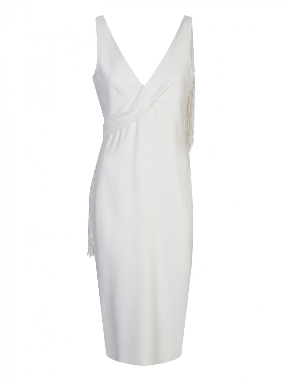 Платье-футляр с бахромой Cushnie et Ochs  –  Общий вид  – Цвет:  Белый