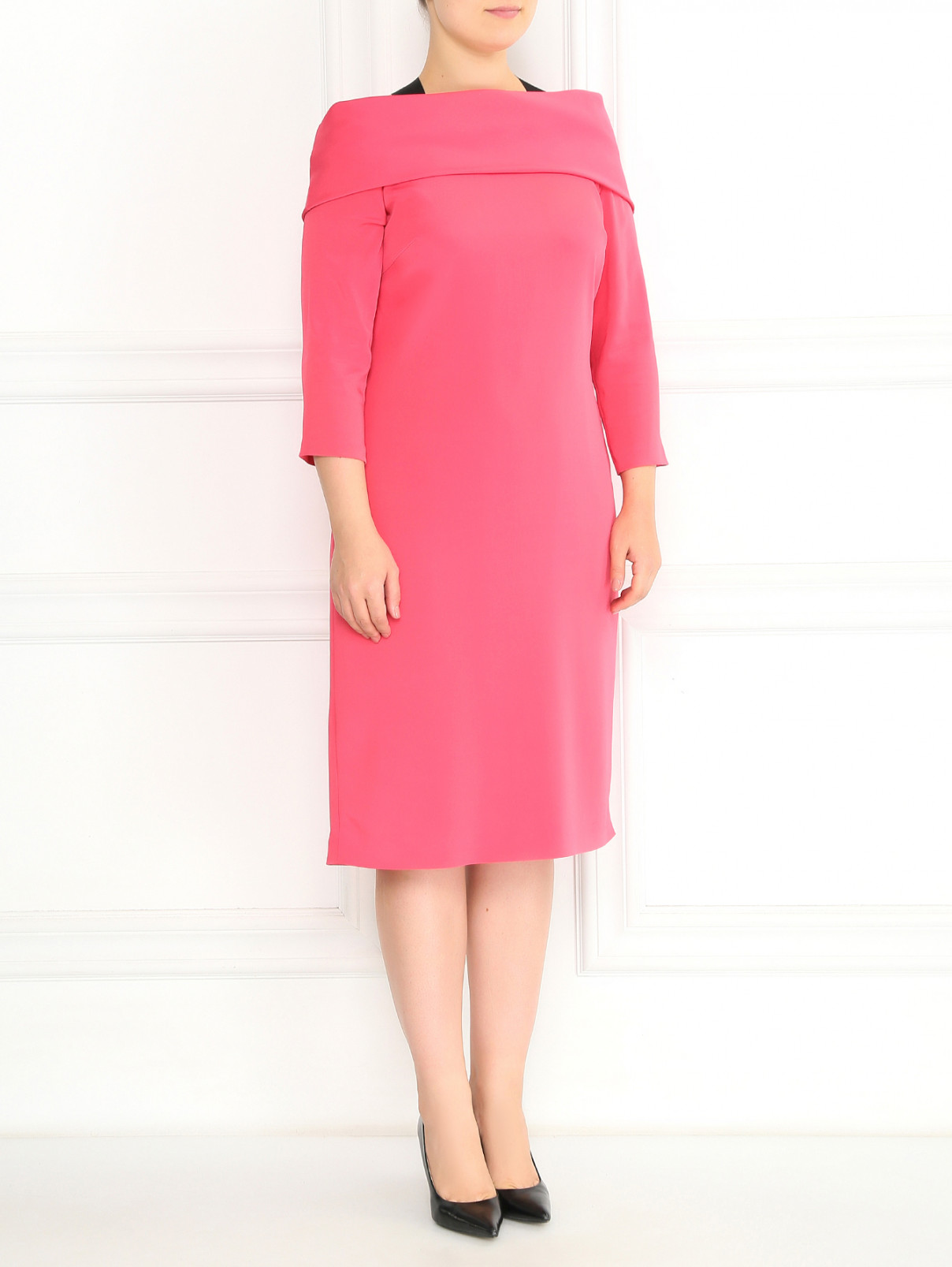 Платье-футляр с рукавами 3/4 Marina Rinaldi  –  Модель Общий вид  – Цвет:  Розовый