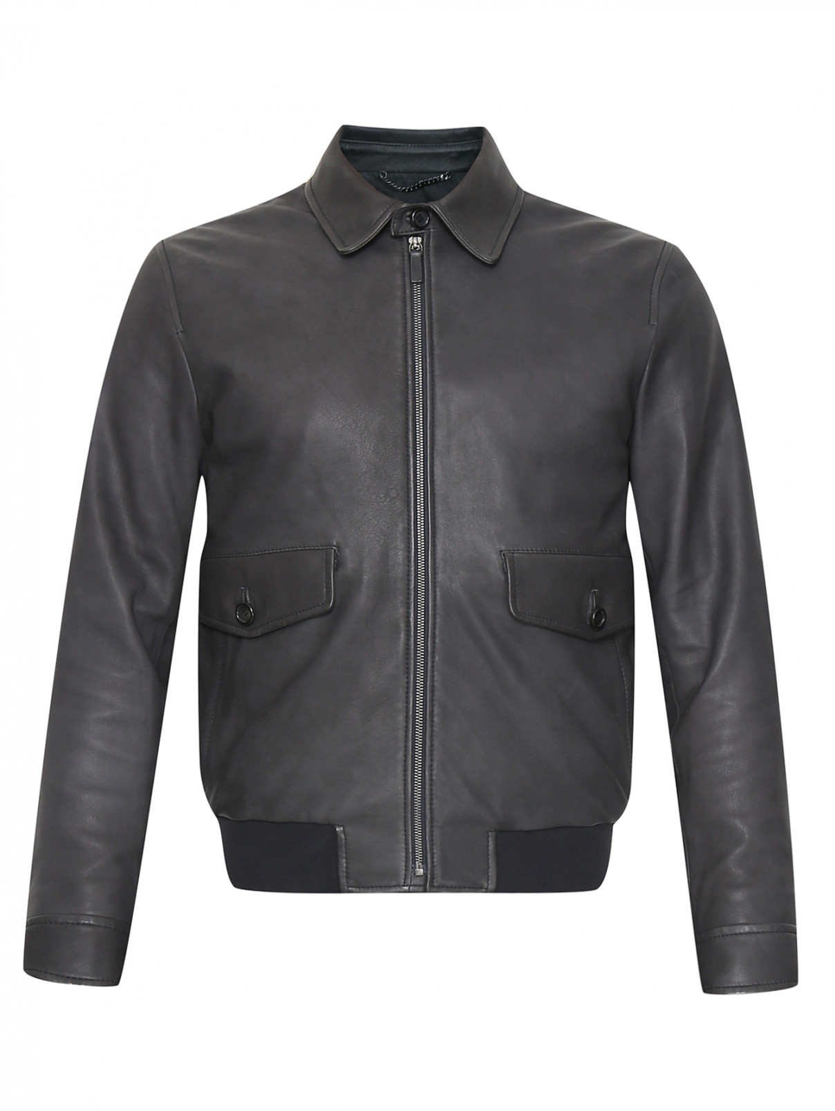 Куртка из кожи на молнии Ermenegildo Zegna  –  Общий вид  – Цвет:  Черный