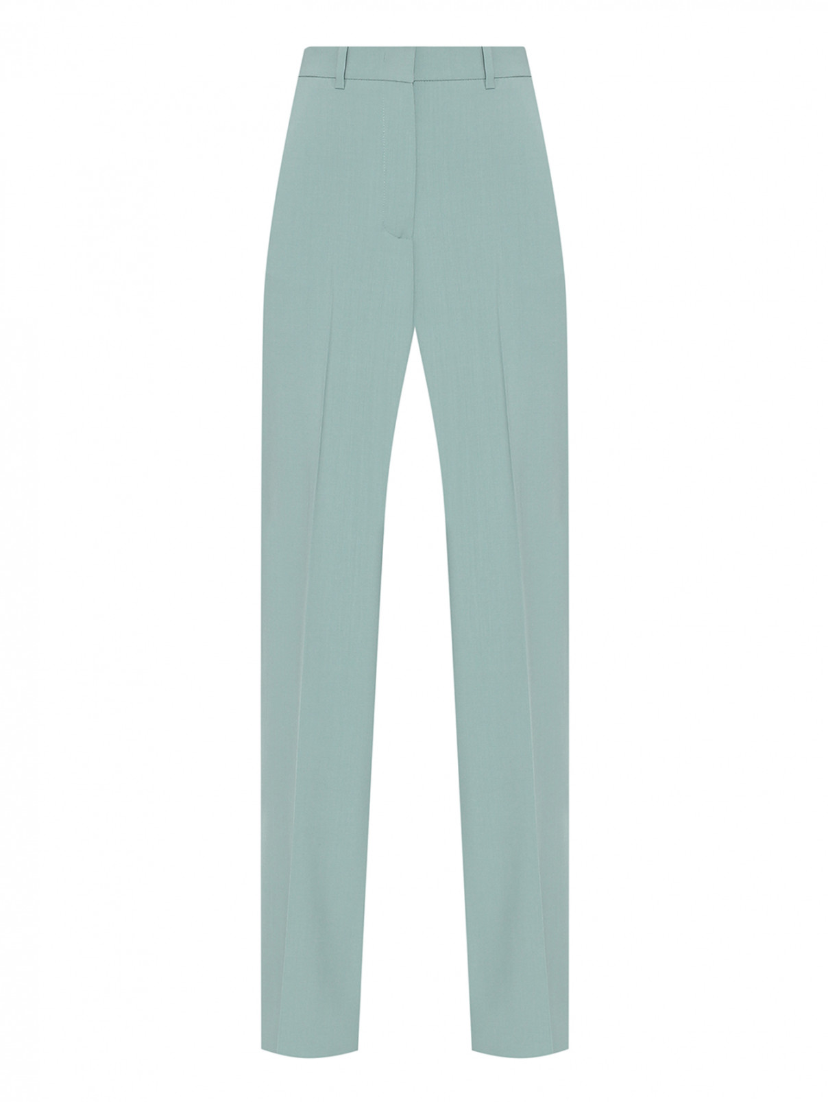Однотонные брюки из шерсти Weekend Max Mara  –  Общий вид  – Цвет:  Зеленый