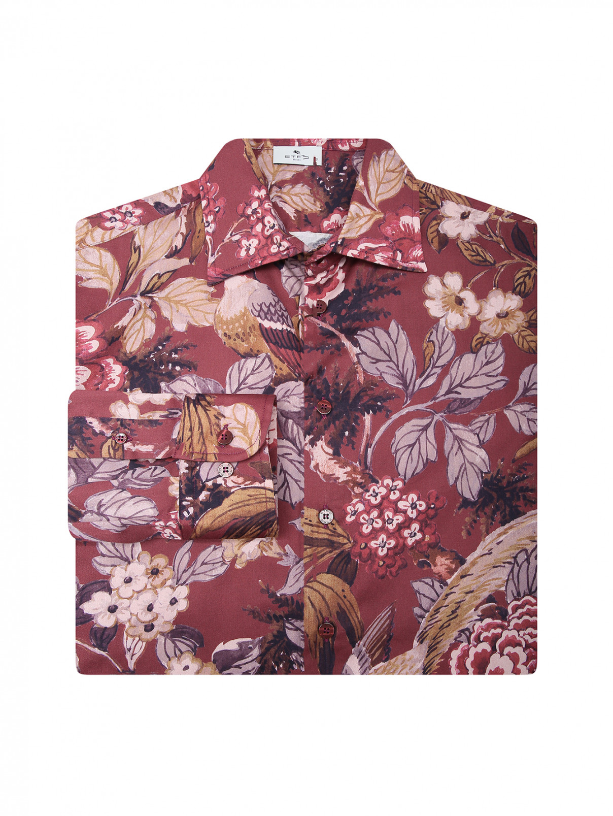 Рубашкка с цветочным узором Etro  –  Общий вид  – Цвет:  Красный