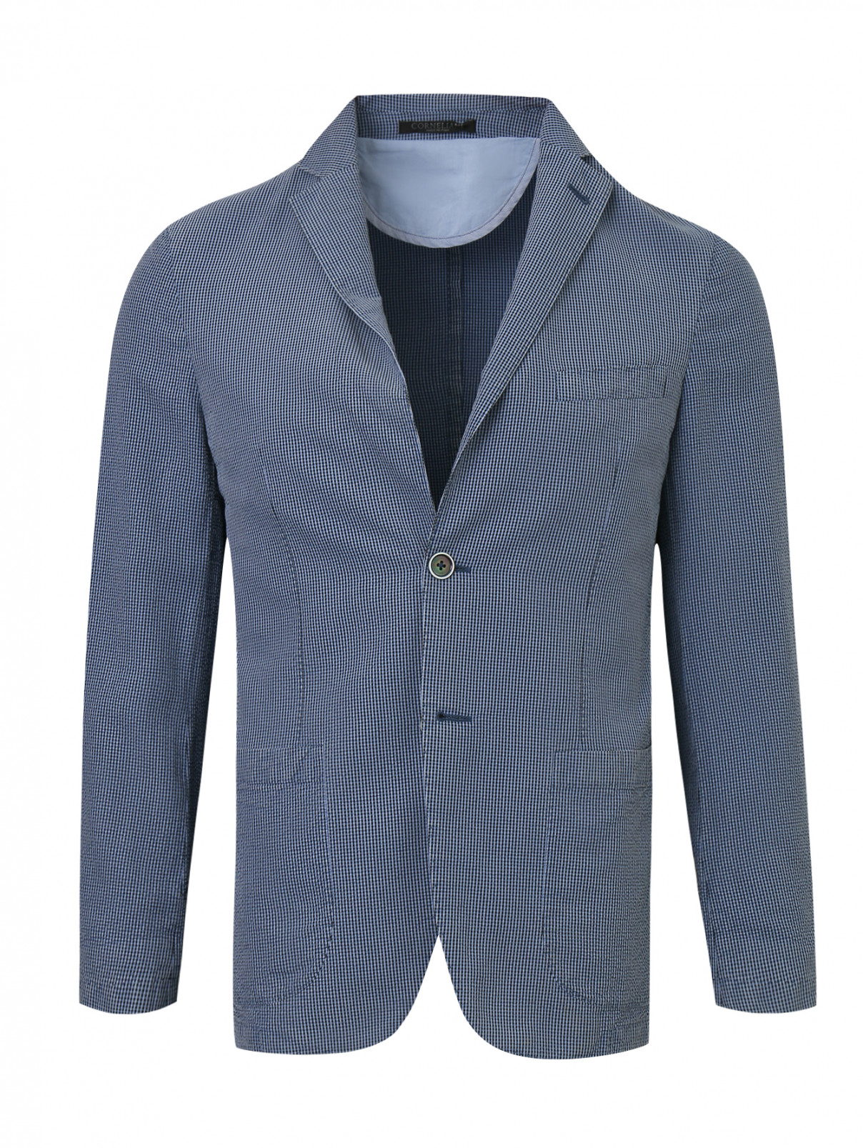 Пиджак из шелка с узором Corneliani ID  –  Общий вид  – Цвет:  Синий
