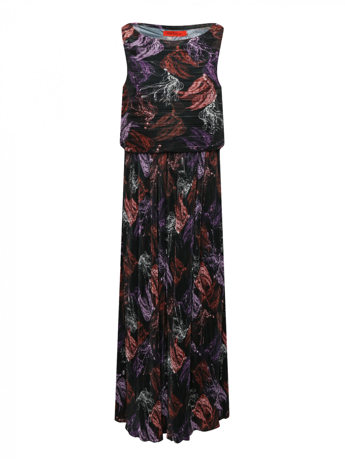 Платье миди без рукавов Max&Co  –  Общий вид  – Цвет:  Мультиколор
