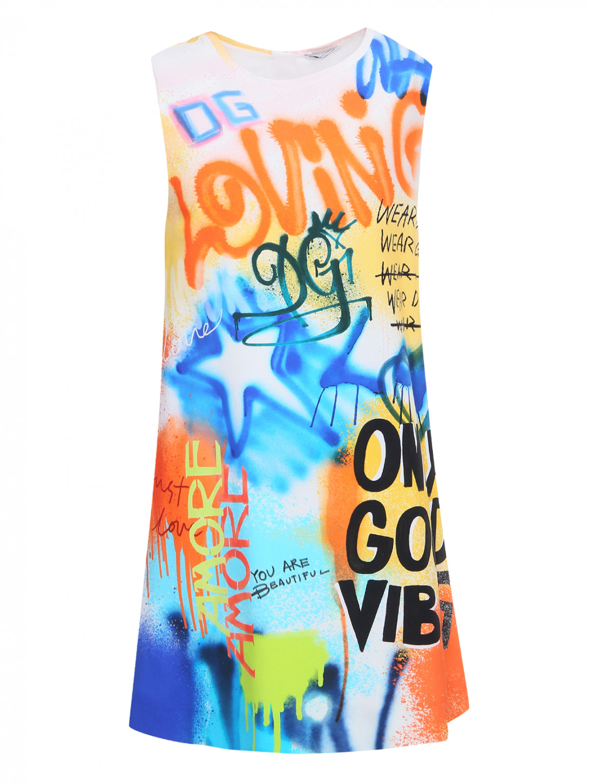Хлопковое платье с узором Dolce & Gabbana  –  Общий вид  – Цвет:  Узор