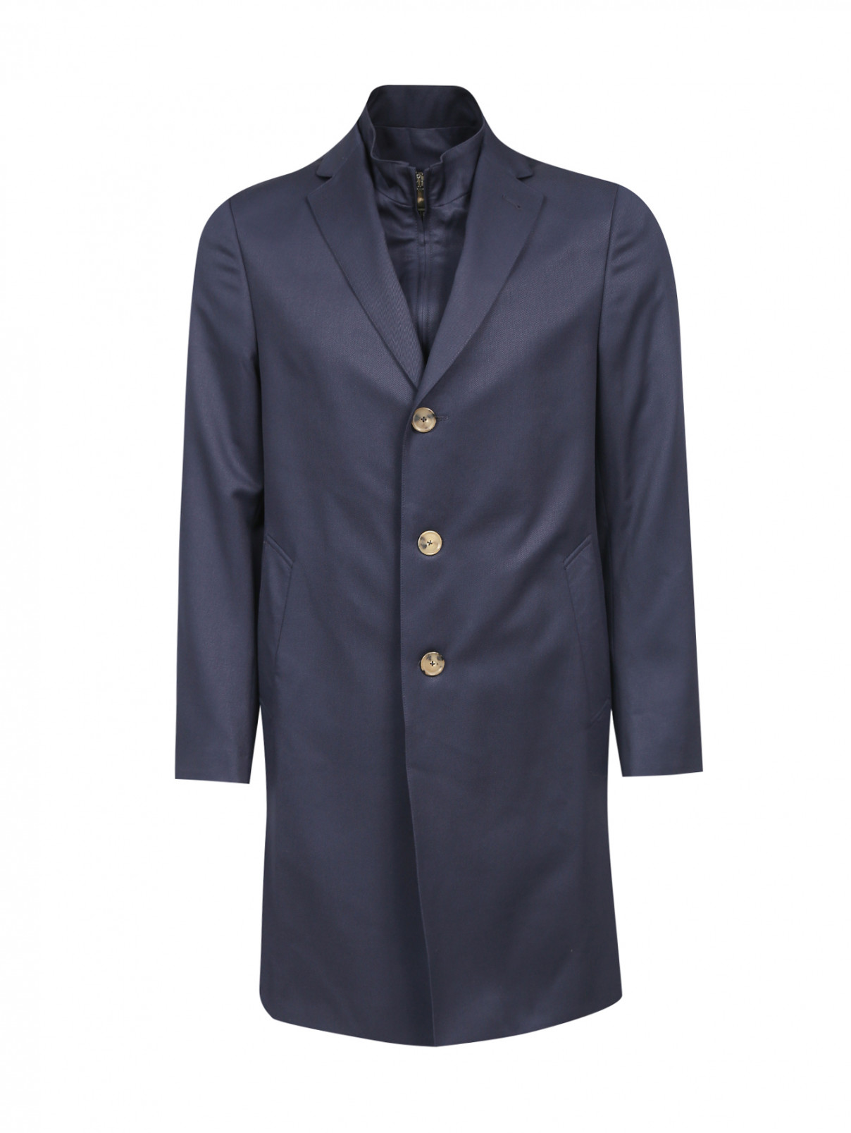 Пальто однобортное из шерсти Pal Zileri  –  Общий вид  – Цвет:  Синий