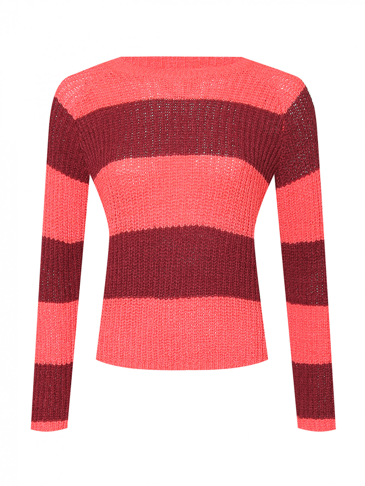 Джемпер в полоску с круглым вырезом Q/S Designe by  –  Общий вид  – Цвет:  Розовый