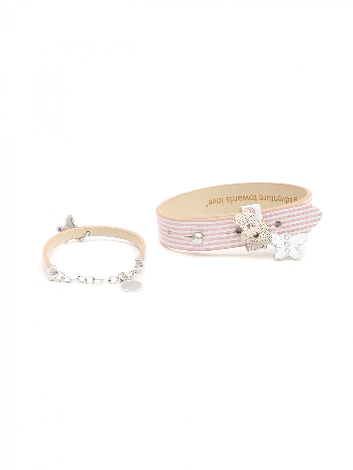 Набор из двух кожаных браслетов Nanan  –  Общий вид  – Цвет:  Розовый