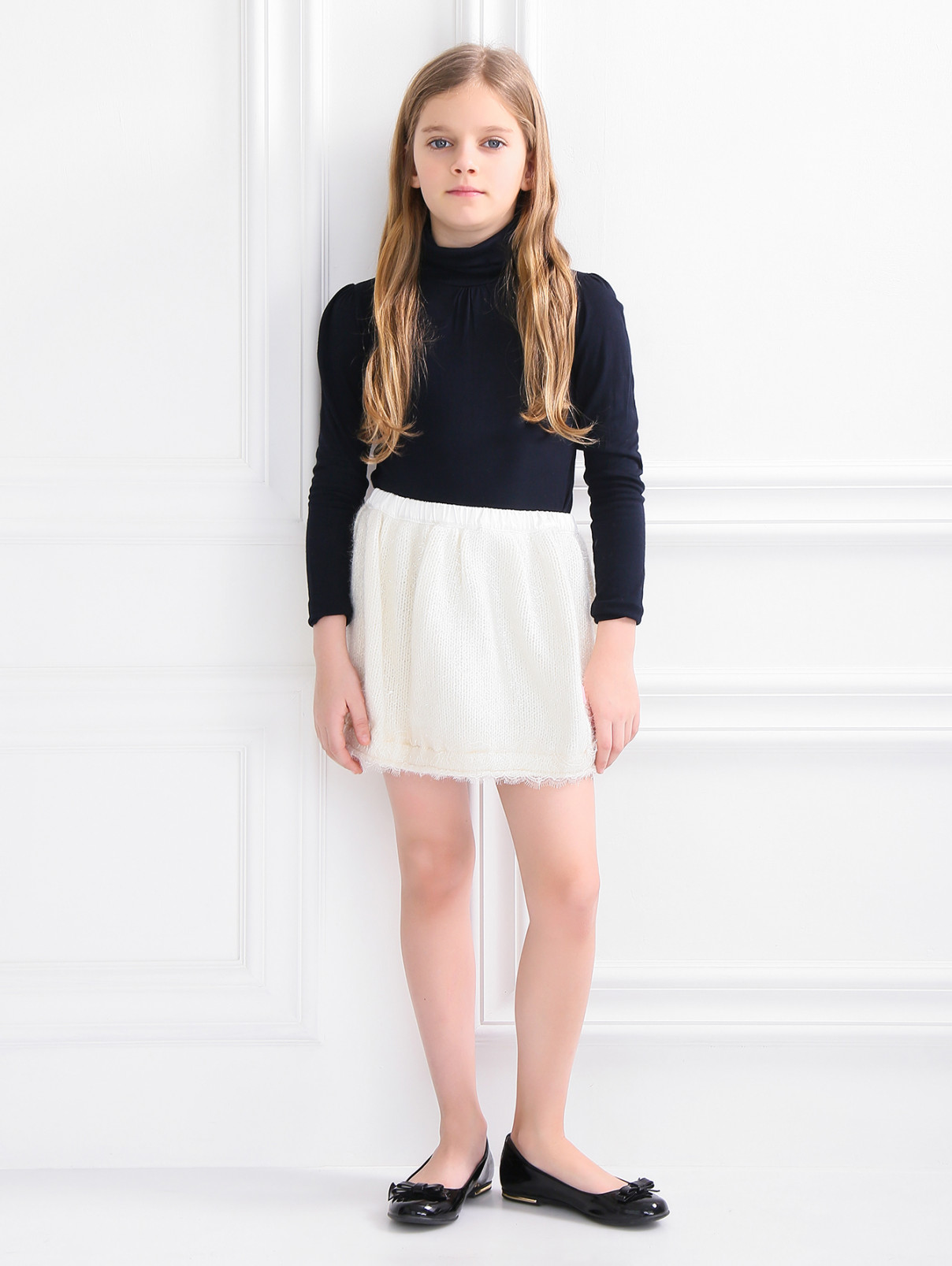 Трикотажная юбка с кружевной отделкой Roberto Cavalli  –  Модель Общий вид  – Цвет:  Белый